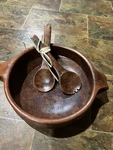 New Large Foreside Terracotta Bowl & Server Spoons Casserole Salad Tamerind Set. Fixed Price $25.00.