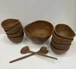 Vintage Dolphin Teak Wood Serving Spoons Salad 11 Piece Set. Fixed Price $74.99.