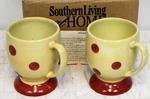 Southern Living Gail Pittman Mugs Polka Dot Pedestal Siena New 40525 Painted. Fixed Price $30.00.