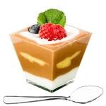 Dlux 100 2 Oz Mini Dessert Cups With Spoons, Square Short - Clear Plastic Parf. Fixed Price $29.85.