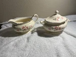 Homer Laughlin Virginia Rose Spring Wreath Sugar Bowl And Creamer Vintage. Fixed Price $13.85.
