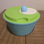 Tupperware Blue And Lime Green 4.5 Liter 'n Save Salad Spinner #3776B-2. Fixed Price $24.49.