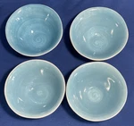 SET/4 "seagate" Cereal Bowls -canvas Home Shell Bisque Porcelain Handmade 7.25". Fixed Price $22.00.