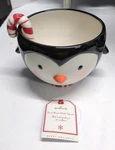 2007 Hallmark Penguin Treat Bowl W/ Spoon - Candy Cane New 4" X 4.75". Fixed Price $20.00.