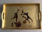 Gerard Puvis Lacquer And Gold Leaf Serving Tray - Vigne, 20 By 13. Fixed Price $70.00.