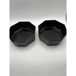 4 Vtg Mcm Arcoroc Bowls Octime Glass Black 7" Salad Soup Cereal Octagon. Fixed Price $29.00.