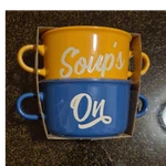 Abode Housewares Stoneware Soup Bowls Set Of 2 Orange Blue Novelty Pattern. Fixed Price $23.05.