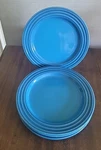 Le Creuset Salad Plates Blue 8.5 Of 4- Stoneware 1/2. Fixed Price $35.00.