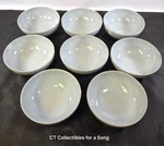 New Set 8 Denby Dove Grey Coupe Cereal Bowls 6 1/2" All Consistent The Same. Fixed Price $148.00.