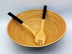 Bamboo Enamel Salad Bowl 3PC Includes Utensils. Fixed Price $18.99.