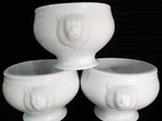 3X Over And Back Lion's Head Tureen White Porcelain Soup Chili Bowl (euc***l K). Fixed Price $17.99.