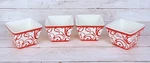 Ciroa Simple Serve 4" Porcelain Square Bowls Set Of Red White Swirl Pattern. Fixed Price $21.98.