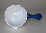 Antique Swedish White Blue Enamel Coated Cast Iron Cup/bowl Pour Handle Decor. Fixed Price $65.00.