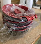 Melamine Bowl With Spoons Set Of 4 Red And Black Great For Soups. Fixed Price $20.00.