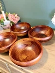 Lipper Intl Cherry Wood Salad Bowl Set 4 Large 12 Rustic Boho. Fixed Price $60.00.