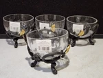 New- Set Of 4- Gg Gracious Goods Gold Leaf Acanthus Dipping Bowls Stands. Fixed Price $206.24.