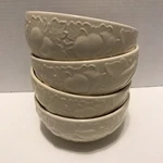 Varages Ivory Cereal Bowls Embossed W/ Grapes, Pears 6 Made In France Lot Of 4. Fixed Price $38.00.
