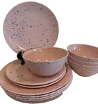 Zak! Design Pink Confetti - Dinner/salad Plates, Bowls Melamine 4 Full Sets. Fixed Price $125.00.