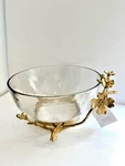 Neva (tavolo) Clear Glass 10" Bowl - By Zodax New With Tag* Floral Trim. Fixed Price $78.00.