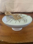 Mudpie Happy Candy Dish Set New With Tag Shallow Pedestal Bowl Wood Spoon. Fixed Price $16.49.