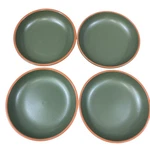 Set Of 4 Casa Verde Terra Cotta Bowls 7.75" Olive Green Portugal Microwave. Fixed Price $44.95.