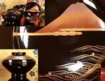 Japanese Lacquer Set Of 2 Lidded Soup Bowl 4.8INCH Mt Fuji Above Waves & Clouds. Fixed Price $248.00.