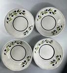 Vtg Signature Housewares Olive Leaf 9" Large Pasta Bowls Raised Design Set Of 4. Fixed Price $55.96.