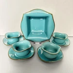 Southern Living Tuscan Square Baker & 4 Tidbit Bowls Saucers, Turquoise - 9 Pc. Fixed Price $95.00.