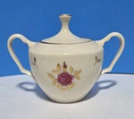Vtg Lenox Rhodora Sugar Bowl With Lid P-471 Pink Rose Gold Leaves Ivory Cream. Fixed Price $12.00.