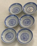 Vintage Set Of 6 Chinese Blue White Rice Grain Porcelain Small Dipping Dish 4. Fixed Price $50.00.