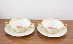 Set Of Castleton Dolly Madison Cream Soup BOWLS(2) With Saucers. Fixed Price $26.95.