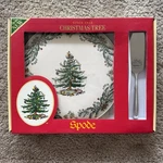 Spode Christmas Tree Cake Plate & Server Set S3324-A7 11.5" New Open Box Holiday. Fixed Price $21.99.