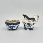 Booths Real Old Willow Mini Open Sugar Bowl Cream Porcelain England 2PC Set. Fixed Price $96.32.