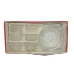Arcoroc Diamant 6 Piece Clear Glass Salad Bowl Set Starburst Sunburst France. Fixed Price $19.99.