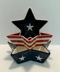 Nesting Patriotic Star Bowl Set Red, White And Blue Ceramic. Fixed Price $40.00.