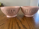 Rae Dunn Ice Cream Bowls By Magenta, Set Of 2, Light Pink, Ceramic Footed Bowl,. Fixed Price $25.00.