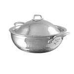 Mauviel M'elite 3.2 Quart Splayed Saute Pan & Lid, Cast Stainless Steel Handle. Fixed Price $329.95.