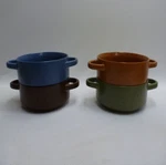 Gourmet Basics By Mikasa Soup Bowls Double Handled Braylin Set Of 4. Fixed Price $39.99.
