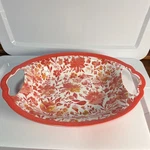 The Pioneer Woman Painterly Floral Coral Oval Melamine Serving Bowl. Fixed Price $24.95.