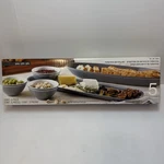 New Pandex, 5-PC Beaded Melamine I/o Serveware Bowl Platter Set Color Gray Nib. Fixed Price $49.98.