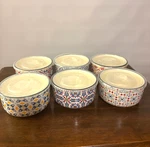 Set Of 6 Signature Houseware Ceramic 5.5" Bowls With Lids Aztec Morocco Pattern. Fixed Price $25.60.