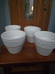 Crate And Barrel Ceramic Popcorn Bucket Individual Serving White Set Of 4. Fixed Price $35.99.