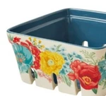 Pioneer Woman Fancy Flourish 7.5 Square X 3.75 Tall Stoneware Fruit Basket. Fixed Price $38.16.