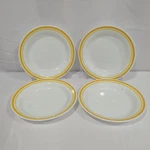 Vtg Corelle Corning Citrus Pasta Bowl Double Yellow Band Stripes Set Of 4. Fixed Price $20.00.