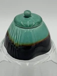 Baum Brothers Galaxy Jade Sugar Bowl With Lid 4" Turquoise Brown Asian Coffee. Fixed Price $16.99.