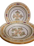 Williams Sonoma Asolo Pasta Bowl Filigree Flowers Italy Yellow-gold Set 4 11". Fixed Price $55.00.
