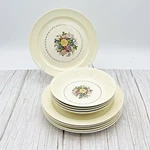Vtg Dish Set Flowers Roses 1940S Cottage Country Dinner Plates Soup Bowls 10 Pcs. Fixed Price $28.00.
