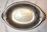 Wilton Armetale Pewter - 12" Scallop Shell Handle Oval Serving Bowl. Fixed Price $18.00.