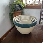 5 Vtg Over And Back Indoor Outfitters Pottery Nesting Mixing Bowls Set Colors. Fixed Price $125.00.