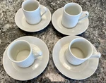 Of 4 White Ribbed Demitasse Espresso Cups & Saucers Taste Setter Collection. Fixed Price $36.00.